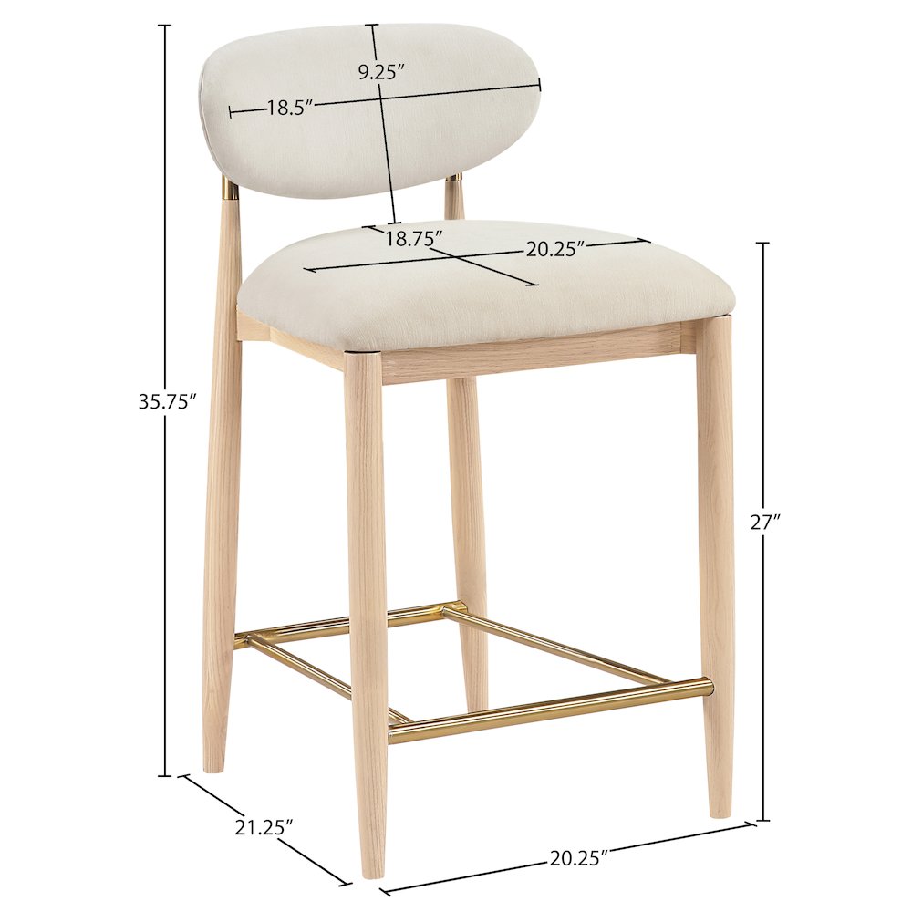 Riccio Cream Performance Fabric Upholstered Stool
