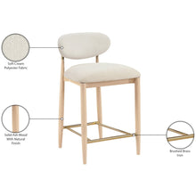 Riccio Cream Performance Fabric Upholstered Stool