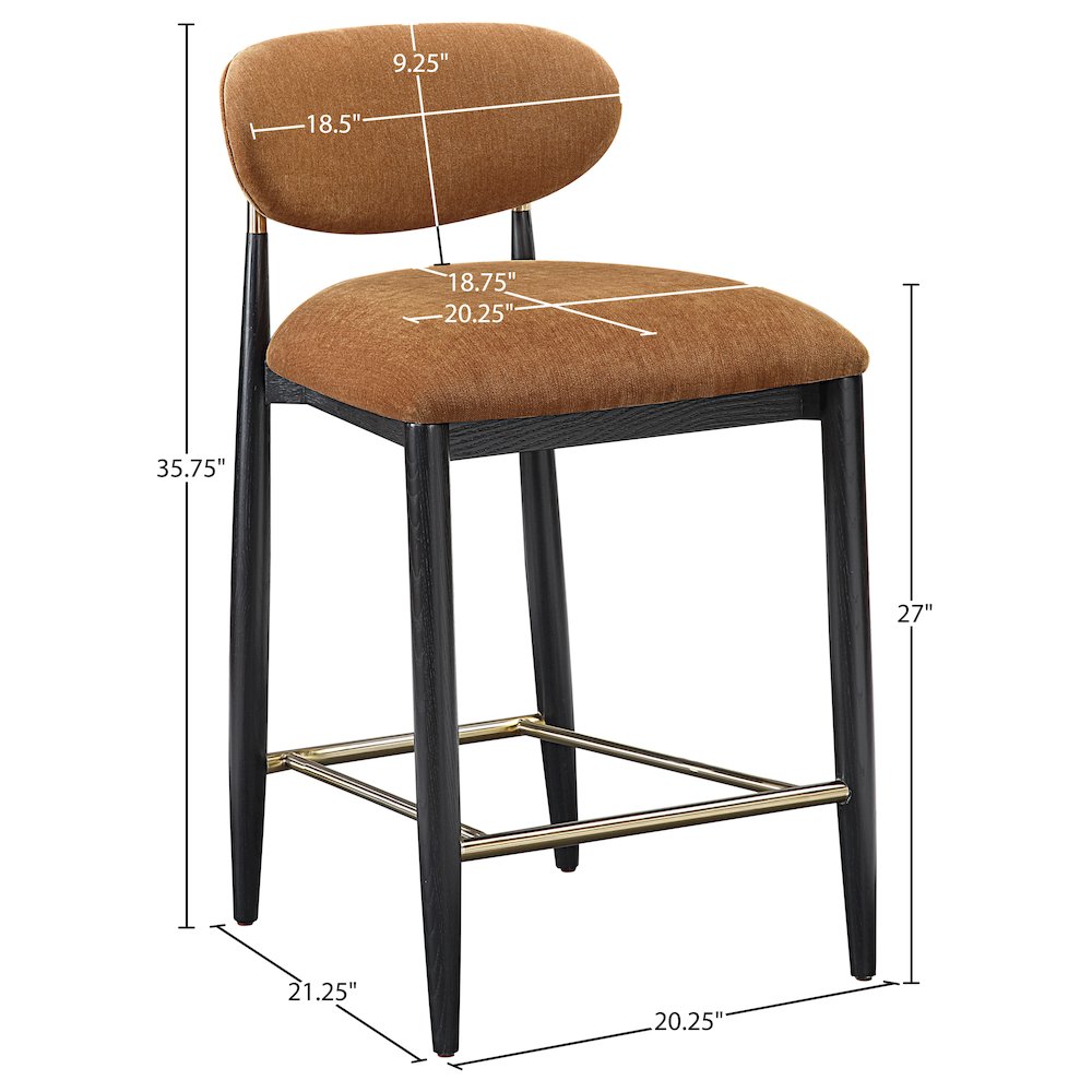 Riccio Cognac Performance Fabric Upholstered Stool