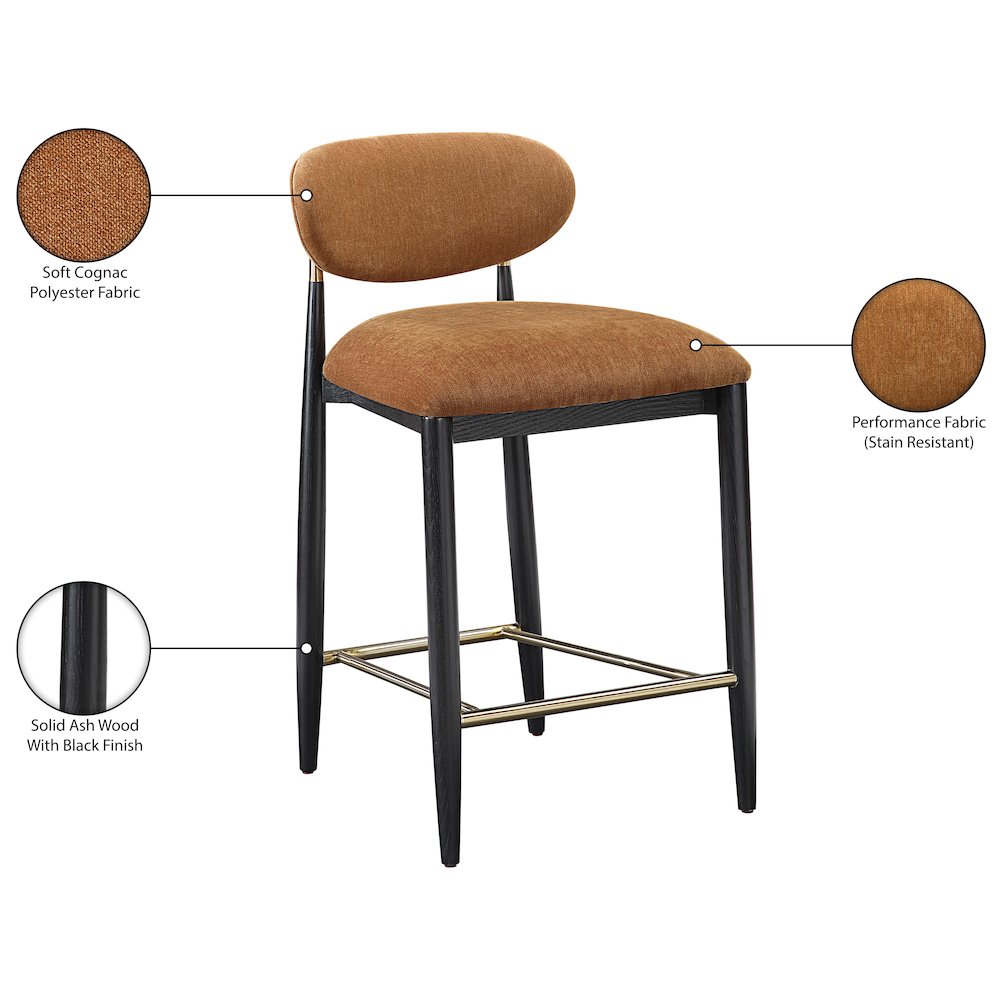Riccio Cognac Performance Fabric Upholstered Stool