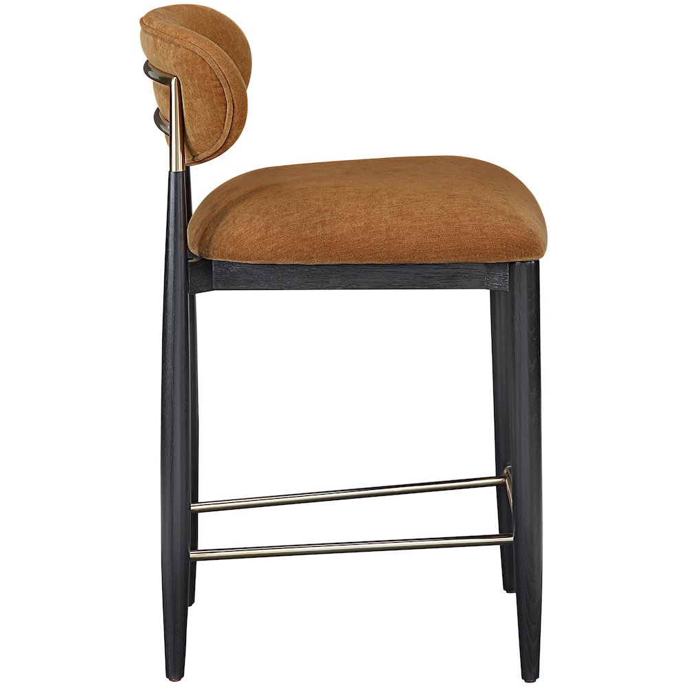 Riccio Cognac Performance Fabric Upholstered Stool