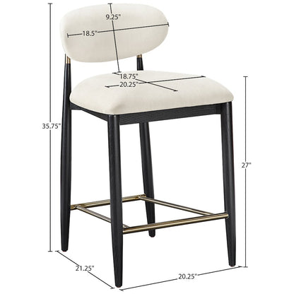 Riccio Cream Performance Fabric Upholstered Stool