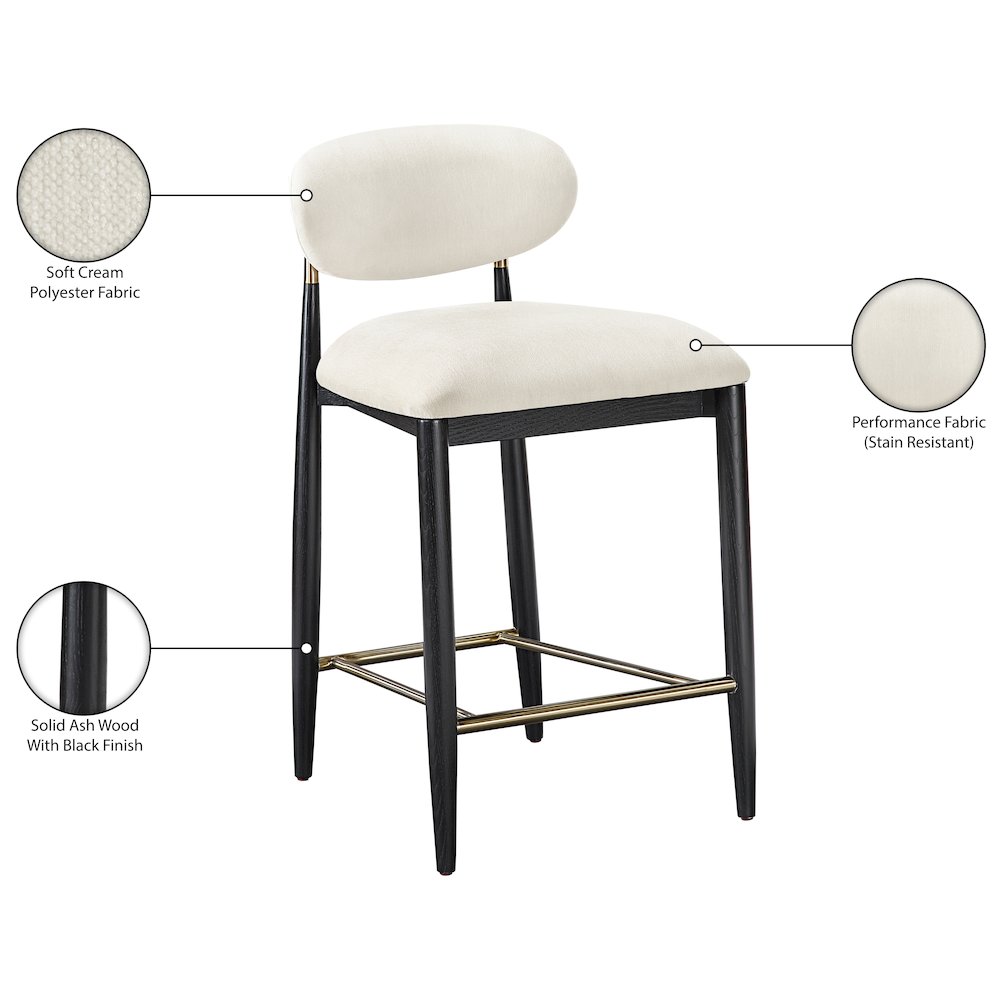 Riccio Cream Performance Fabric Upholstered Stool