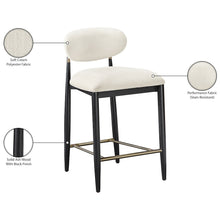 Riccio Cream Performance Fabric Upholstered Stool