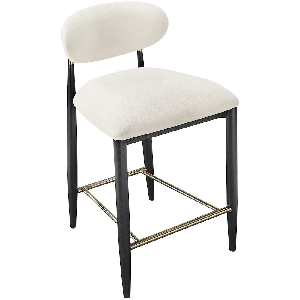 Riccio Cream Performance Fabric Upholstered Stool
