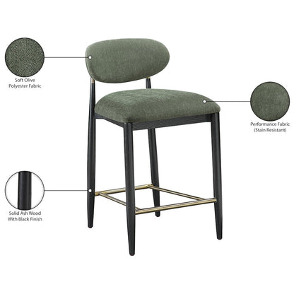 Riccio Olive Performance Fabric Upholstered Stool