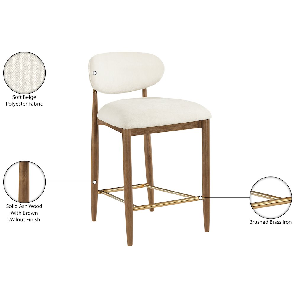 Riccio Beige Performance Fabric Upholstered Stool