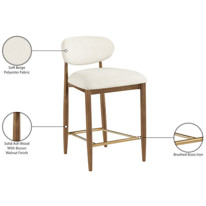 Riccio Beige Performance Fabric Upholstered Stool