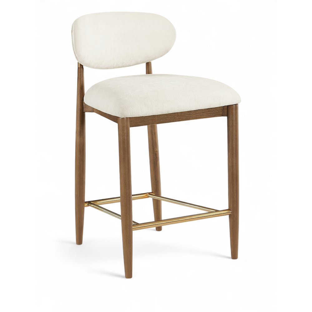 Riccio Beige Performance Fabric Upholstered Stool