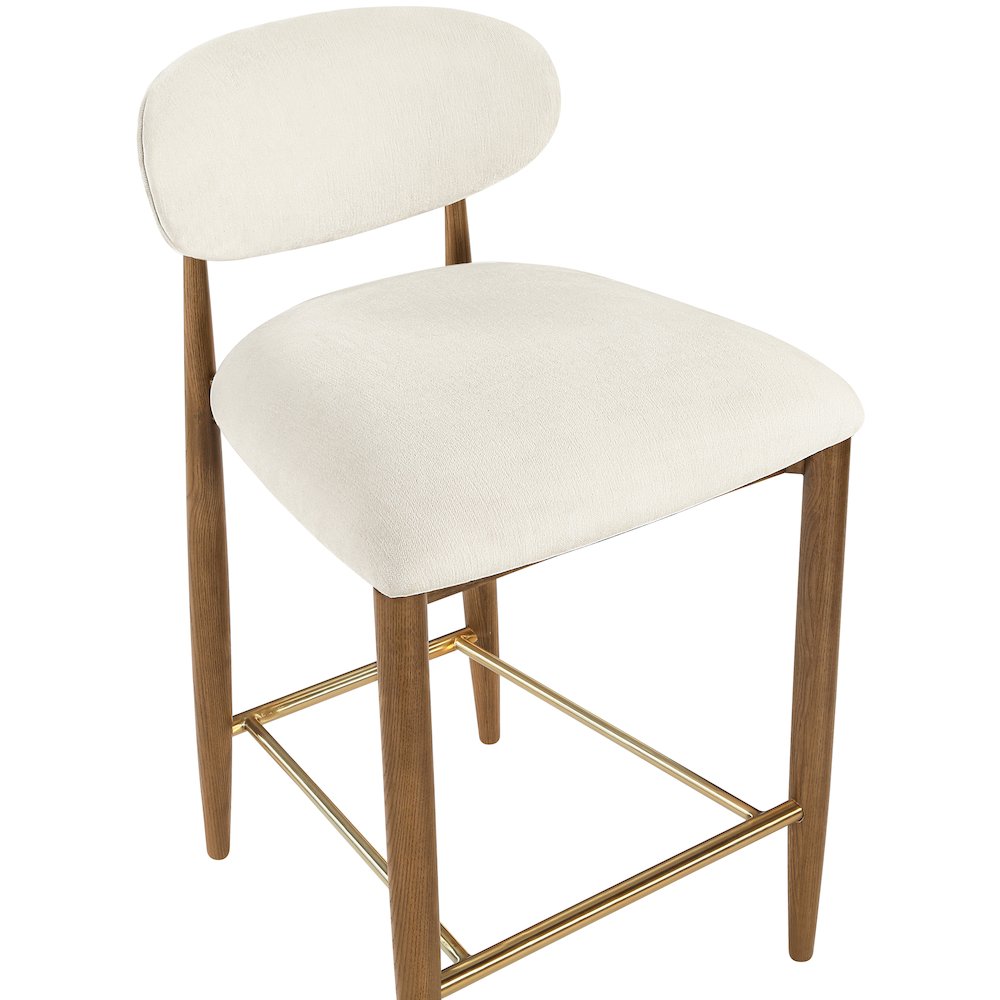 Riccio Beige Performance Fabric Upholstered Stool