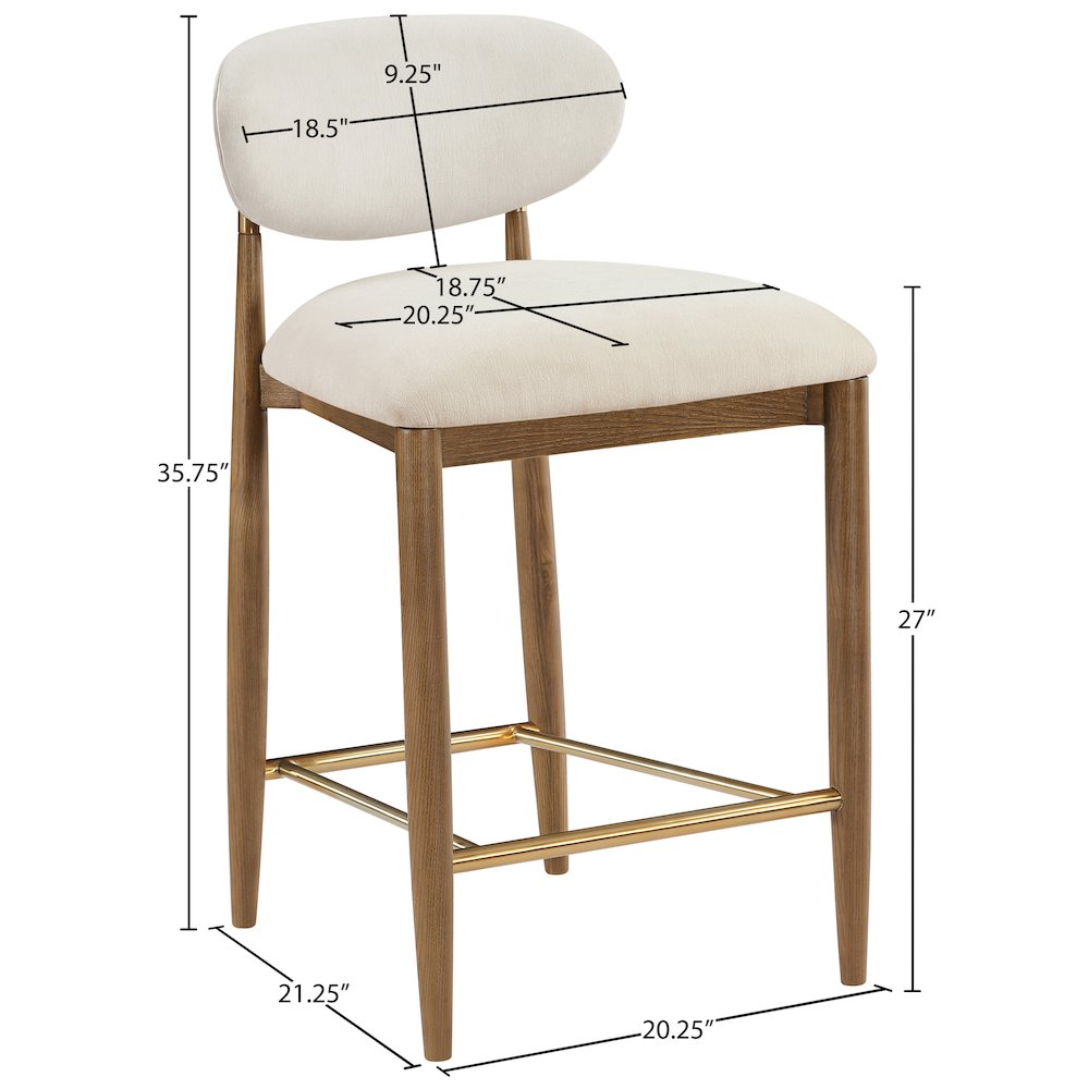 Riccio Cream Performance Fabric Upholstered Stool