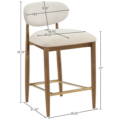 Riccio Cream Performance Fabric Upholstered Stool