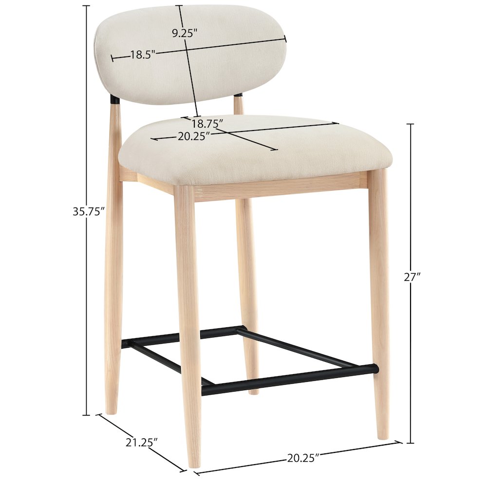 Riccio Cream Performance Fabric Upholstered Stool