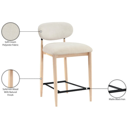 Riccio Cream Performance Fabric Upholstered Stool