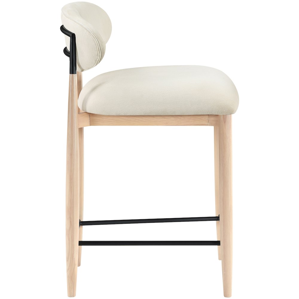 Riccio Cream Performance Fabric Upholstered Stool