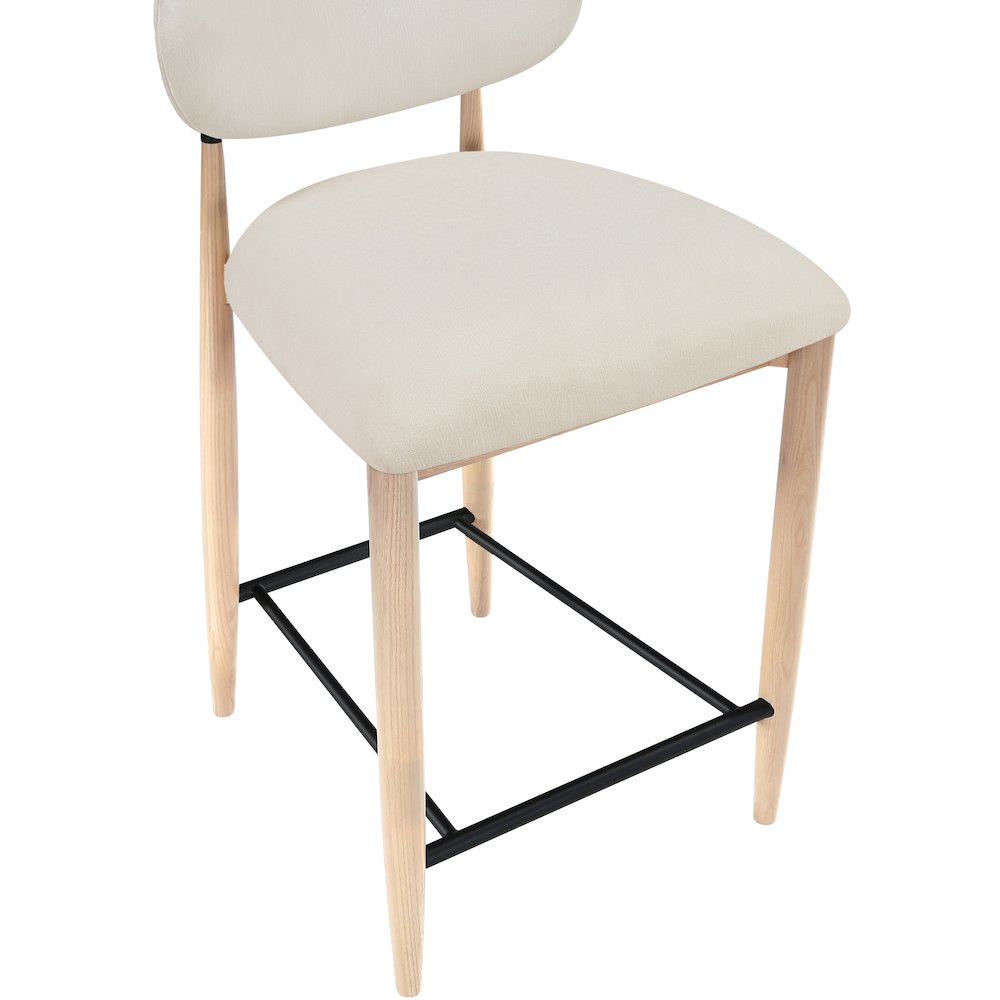 Riccio Cream Performance Fabric Upholstered Stool