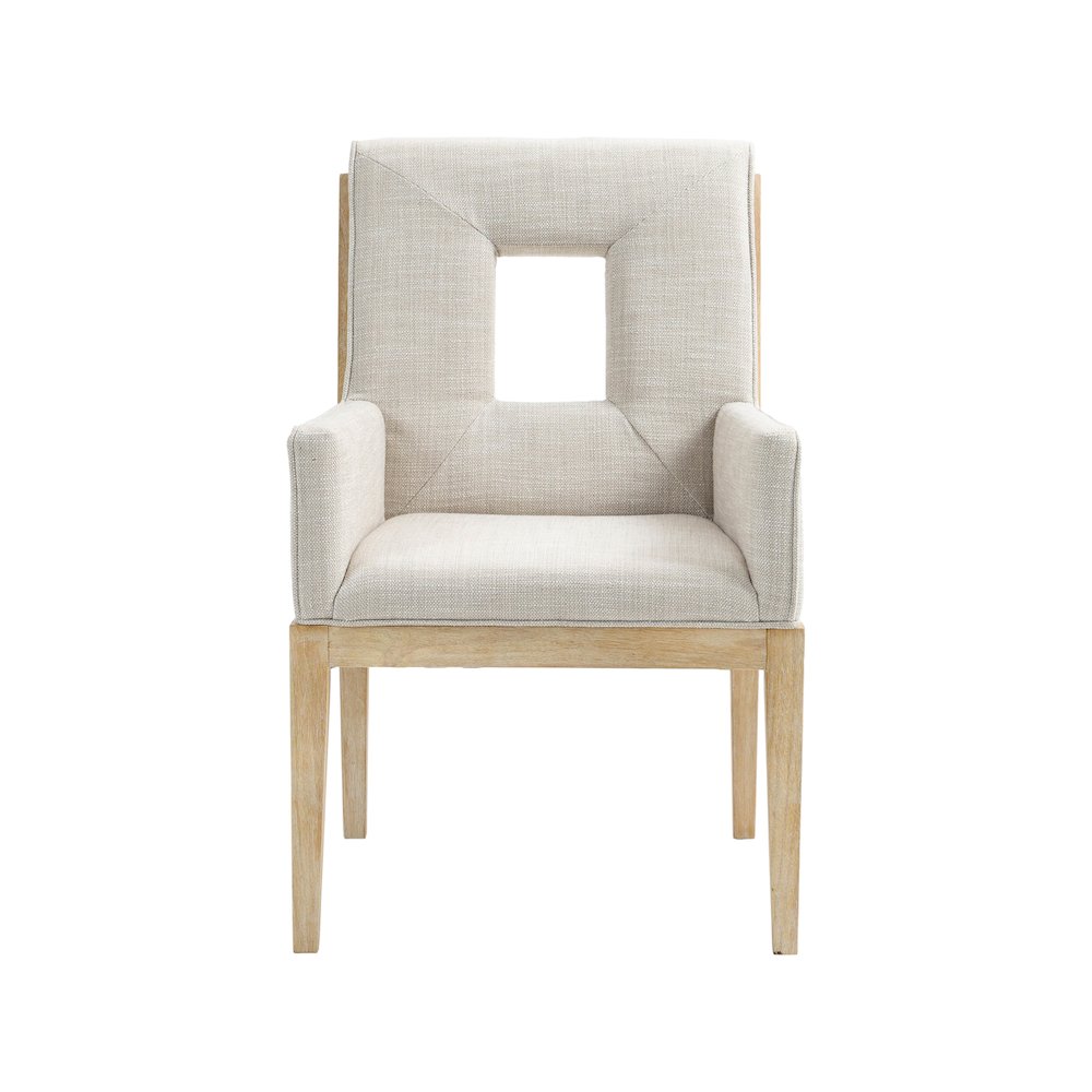 Gwendolyn Cream Linen Textured Fabric Dining Arm Chair
