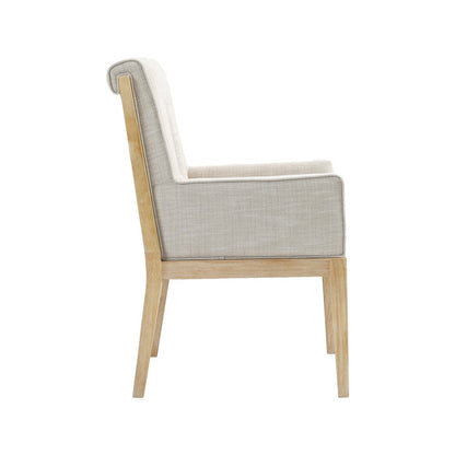 Gwendolyn Cream Linen Textured Fabric Dining Arm Chair
