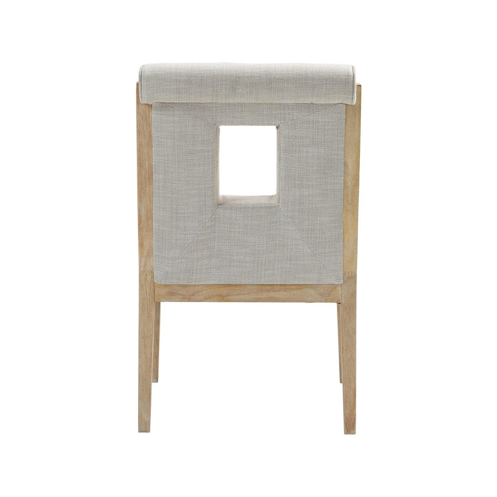 Gwendolyn Cream Linen Textured Fabric Dining Arm Chair