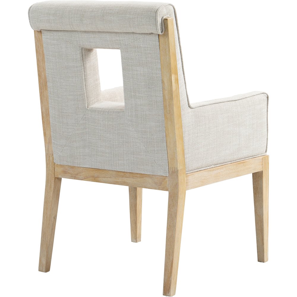 Gwendolyn Cream Linen Textured Fabric Dining Arm Chair