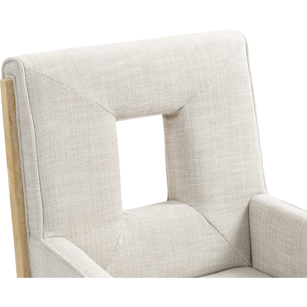 Gwendolyn Cream Linen Textured Fabric Dining Arm Chair