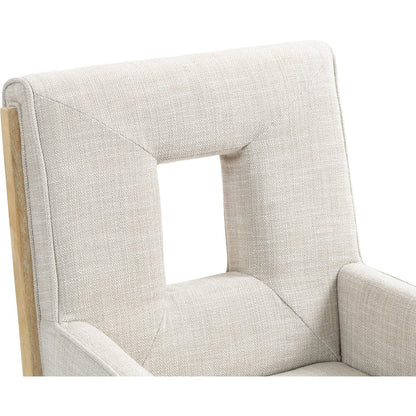 Gwendolyn Cream Linen Textured Fabric Dining Arm Chair