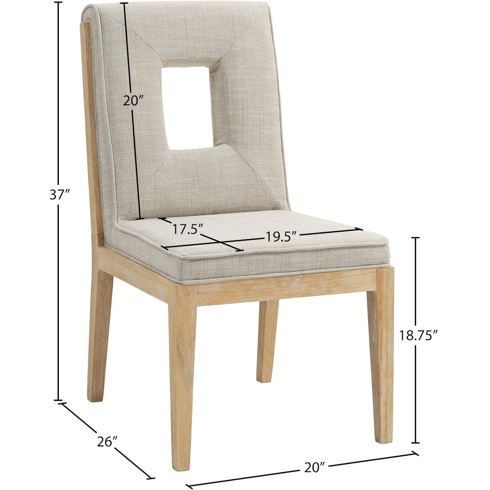 Gwendolyn Cream Linen Textured Fabric Dining Side Chair, Set of 2