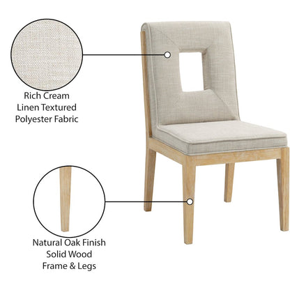 Gwendolyn Cream Linen Textured Fabric Dining Side Chair, Set of 2