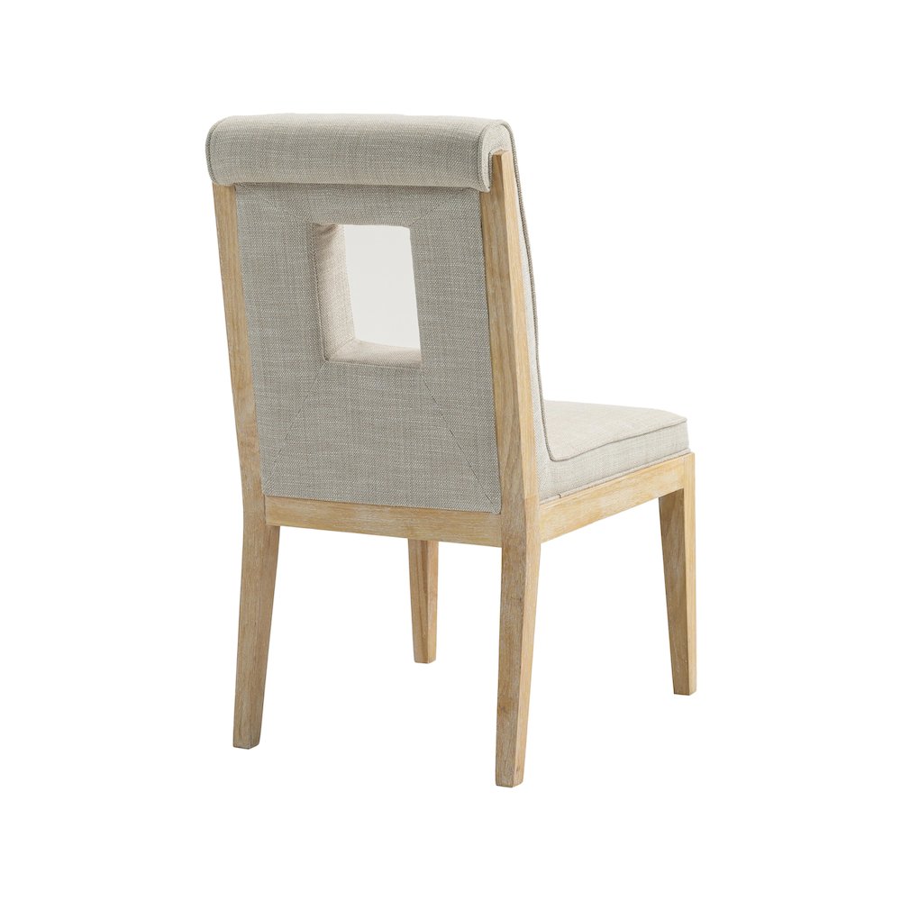 Gwendolyn Cream Linen Textured Fabric Dining Side Chair, Set of 2