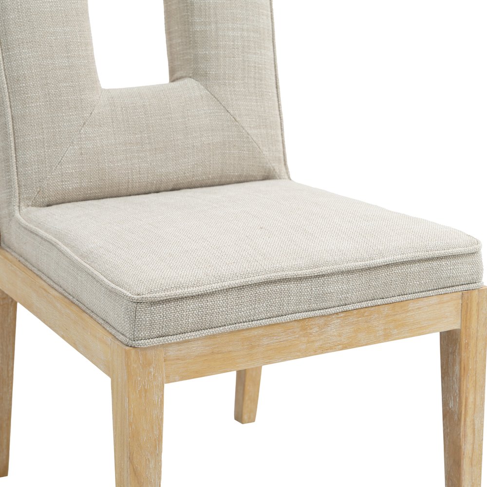 Gwendolyn Cream Linen Textured Fabric Dining Side Chair, Set of 2
