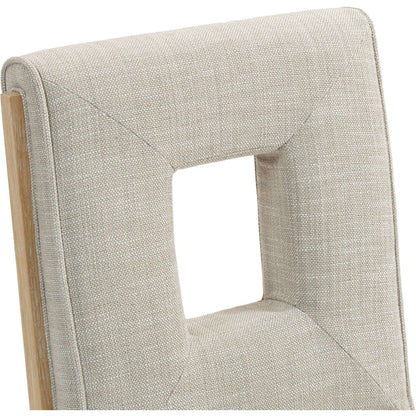 Gwendolyn Cream Linen Textured Fabric Dining Side Chair, Set of 2