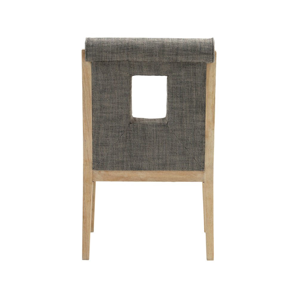 Gwendolyn Grey Linen Textured Fabric Dining Arm Chair