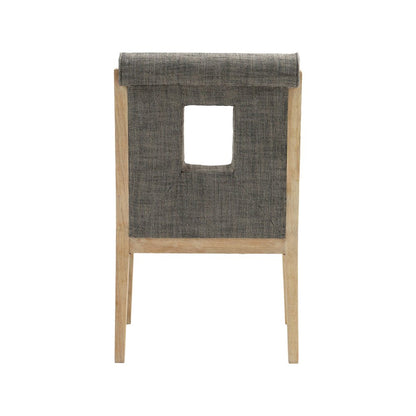 Gwendolyn Grey Linen Textured Fabric Dining Arm Chair