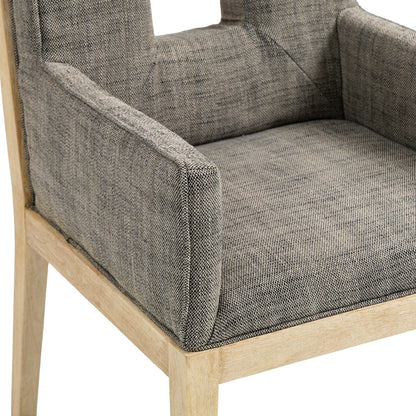 Gwendolyn Grey Linen Textured Fabric Dining Arm Chair
