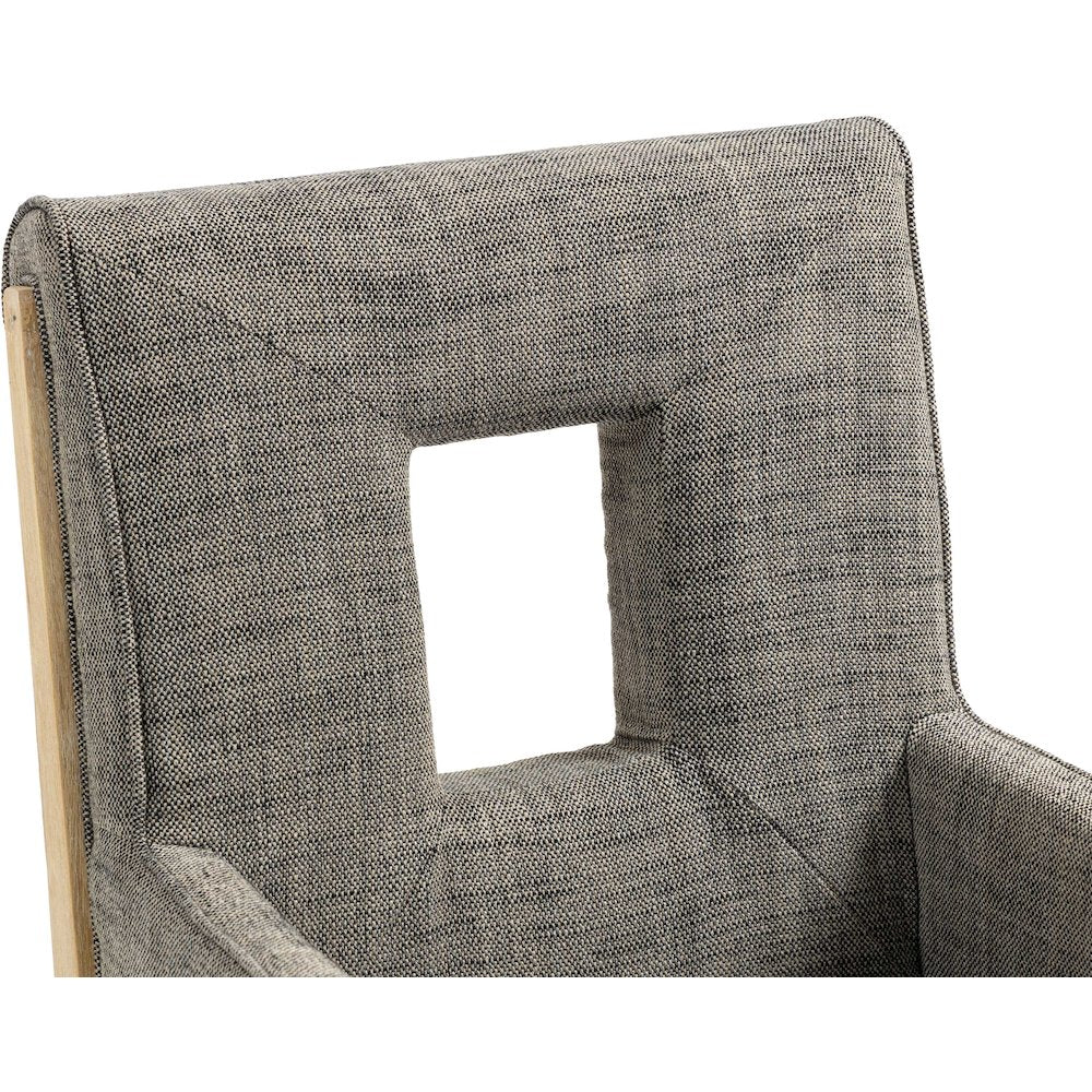 Gwendolyn Grey Linen Textured Fabric Dining Arm Chair