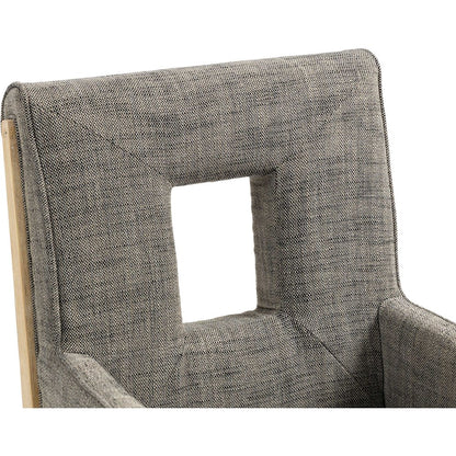 Gwendolyn Grey Linen Textured Fabric Dining Arm Chair