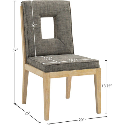 Gwendolyn Grey Linen Textured Fabric Dining Side Chair, Set of 2