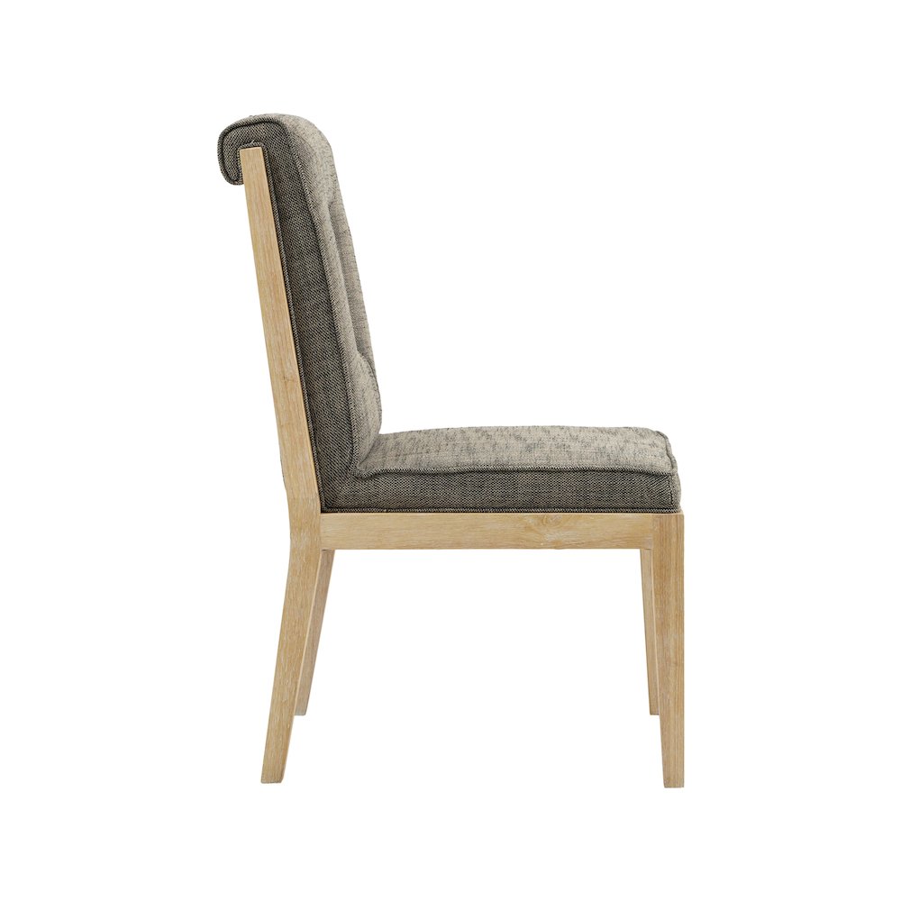 Gwendolyn Grey Linen Textured Fabric Dining Side Chair, Set of 2