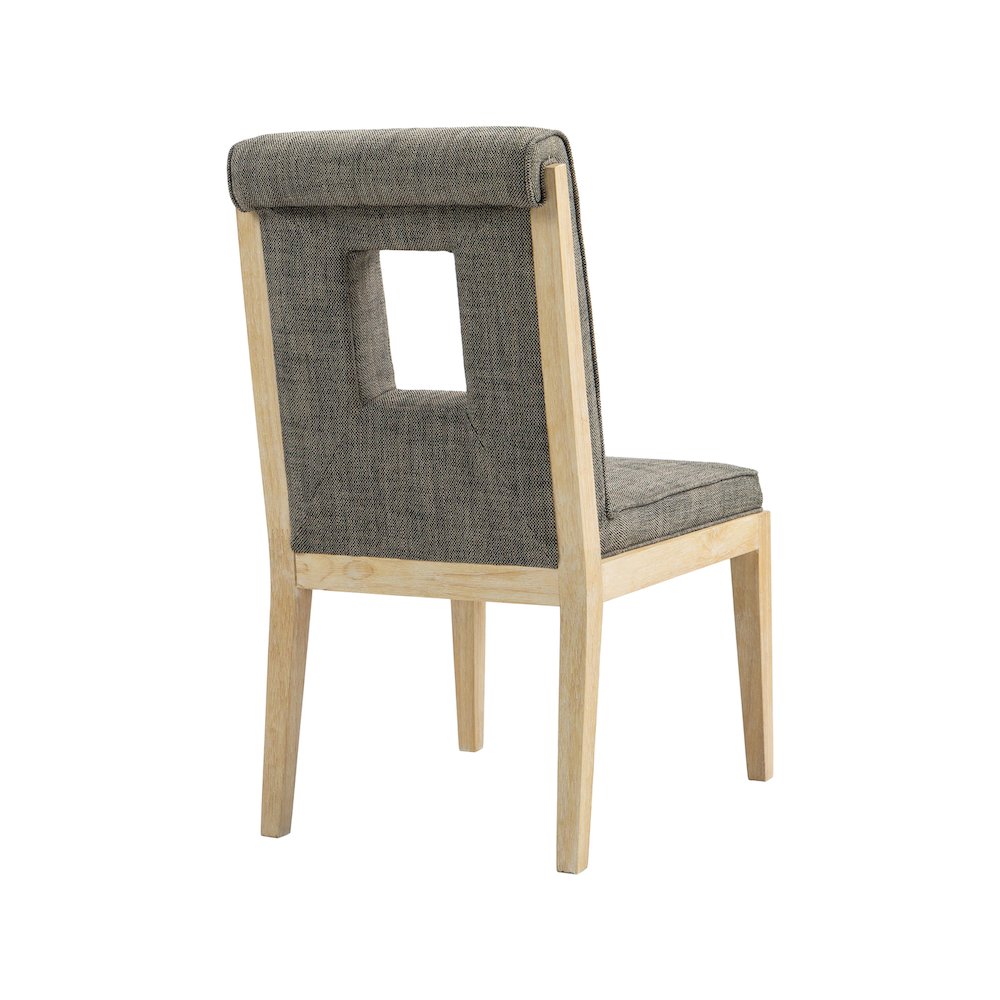 Gwendolyn Grey Linen Textured Fabric Dining Side Chair, Set of 2
