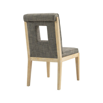 Gwendolyn Grey Linen Textured Fabric Dining Side Chair, Set of 2