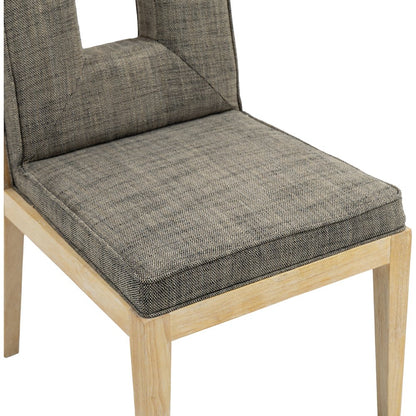 Gwendolyn Grey Linen Textured Fabric Dining Side Chair, Set of 2