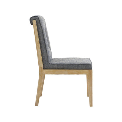 Gwendolyn Navy Linen Textured Fabric Dining Side Chair, Set of 2