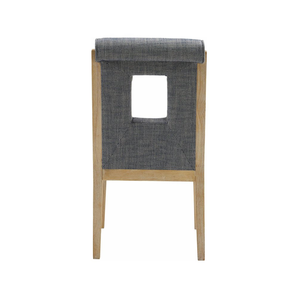 Gwendolyn Navy Linen Textured Fabric Dining Side Chair, Set of 2