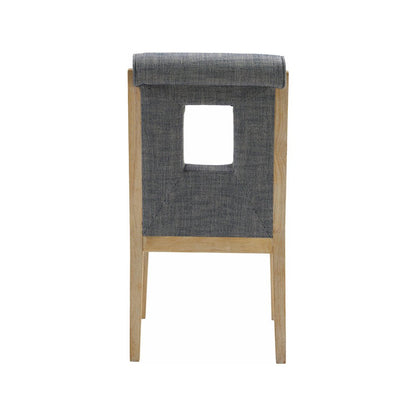 Gwendolyn Navy Linen Textured Fabric Dining Side Chair, Set of 2