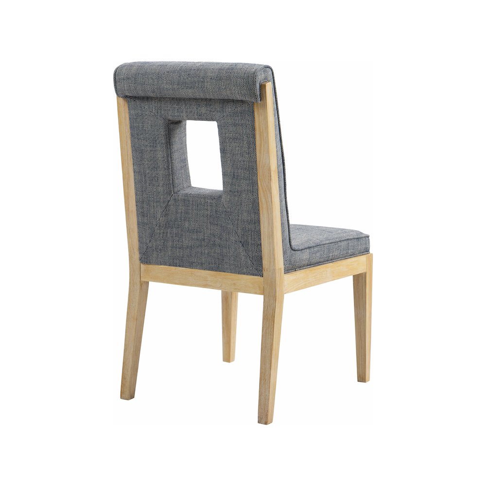Gwendolyn Navy Linen Textured Fabric Dining Side Chair, Set of 2