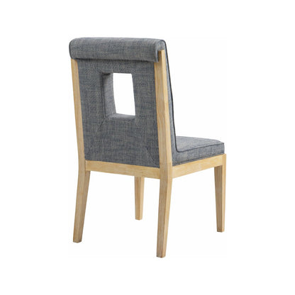 Gwendolyn Navy Linen Textured Fabric Dining Side Chair, Set of 2