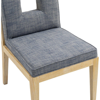 Gwendolyn Navy Linen Textured Fabric Dining Side Chair, Set of 2