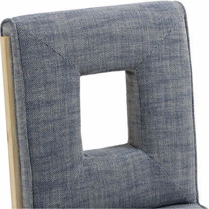 Gwendolyn Navy Linen Textured Fabric Dining Side Chair, Set of 2