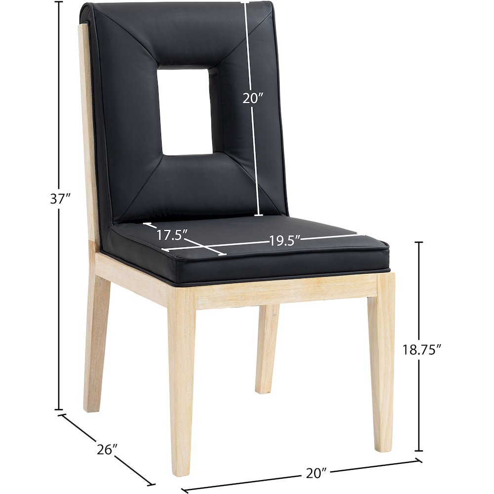Gwendolyn Black Vegan Leather Dining Side Chair, Set of 2