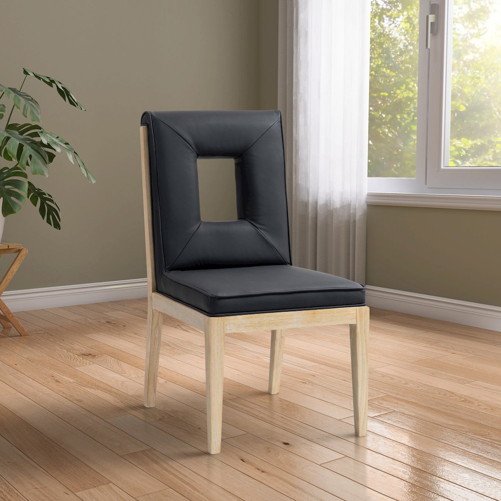 Gwendolyn Black Vegan Leather Dining Side Chair, Set of 2